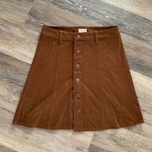 Brown Button up Suede Skirt
